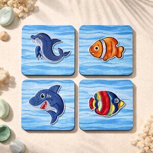 3D Ocean Animal Mini Card Set | Set of 4 Blank w/ Envelopes